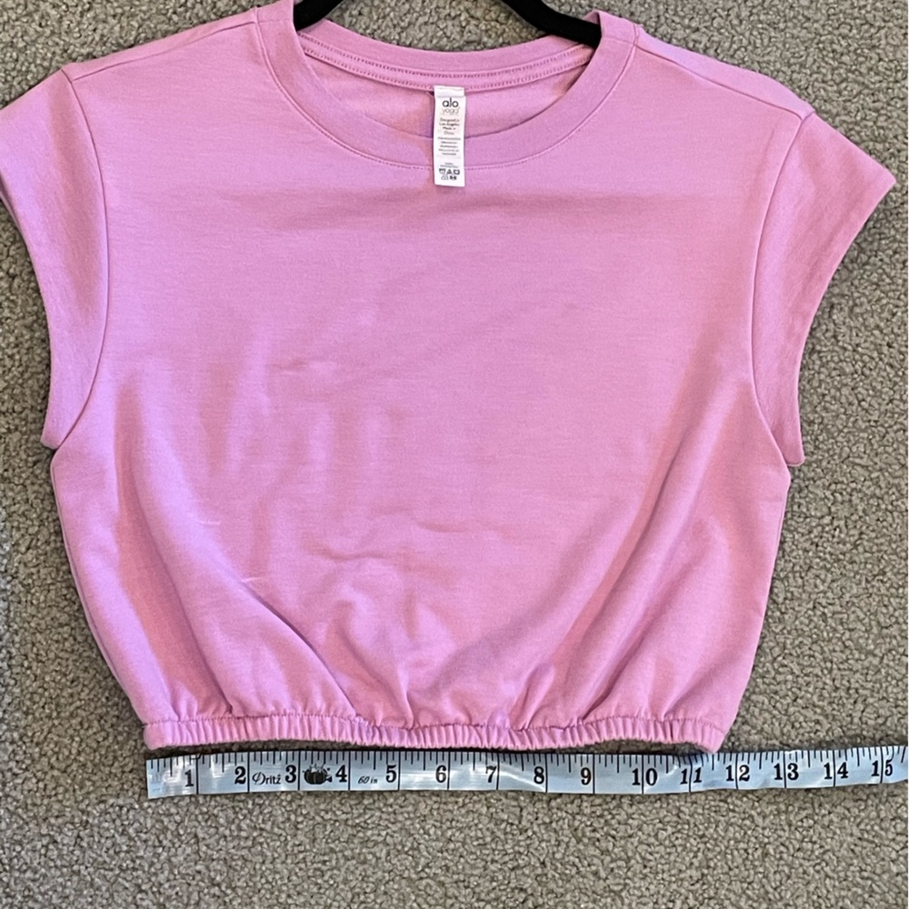 ALO YOGA Dreamy Crop Top Short Sleeve, Purple-ish/Pink 💜🩷 Size XS - Picture 8 of 8